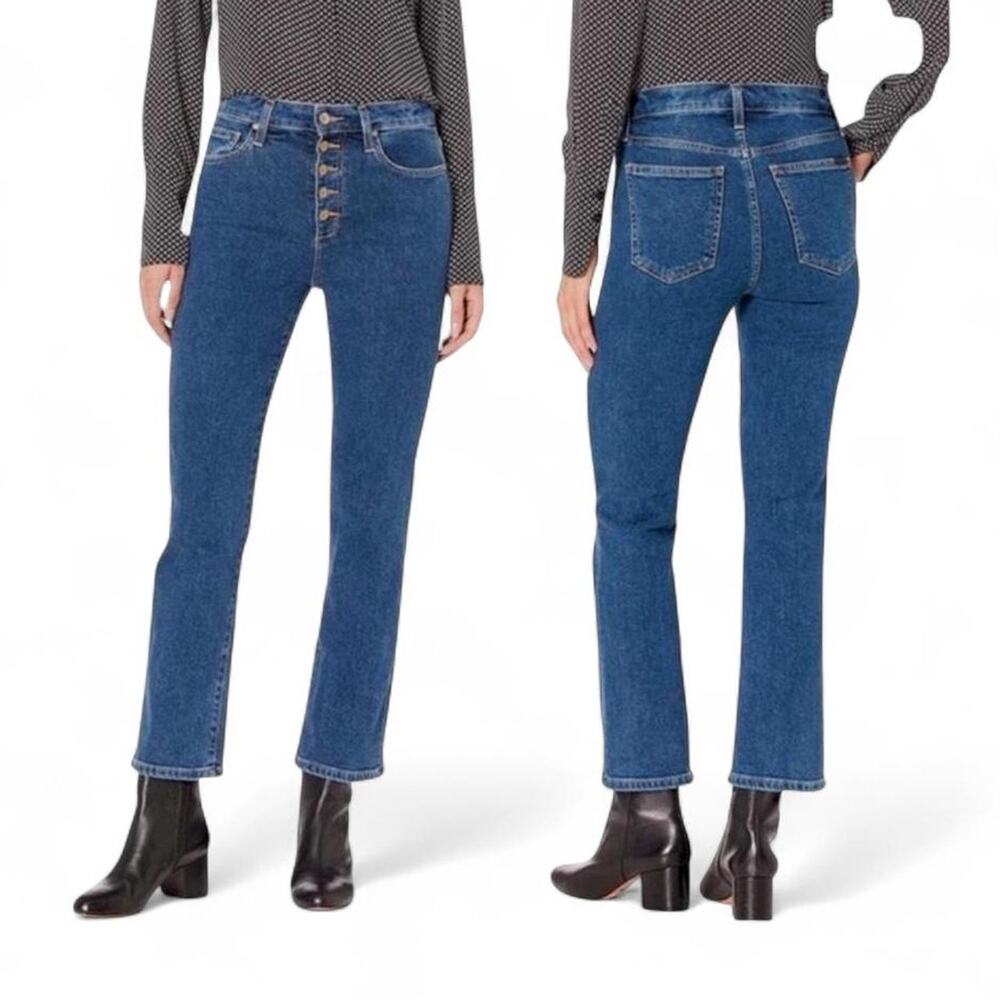 Joe’s Jeans Sz 26 Callie High Rise Cropped Boot 70's Button Down Dark Blue Denim